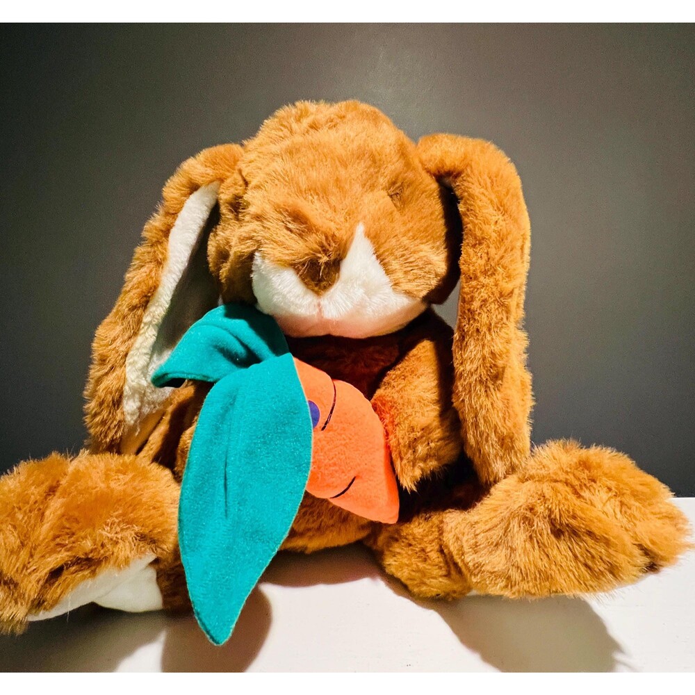 The Westcliff Collection Vintage Brown Bunny Rabbit Plush with Carrot NWT